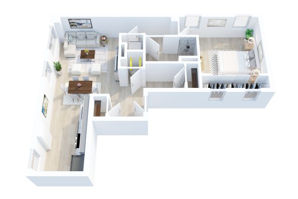 The Becker floorplan: 1 bedroom, 1 bath apartment home