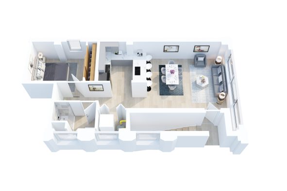 The Dean floorplan: 1 bedroom, 1 bath apartment home
