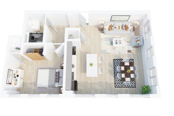 The Hannagan floorplan: 1 bedroom, 1 bath apartment home