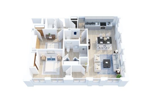 The Herring floorplan: 2 bedroom, 2 bath apartment home