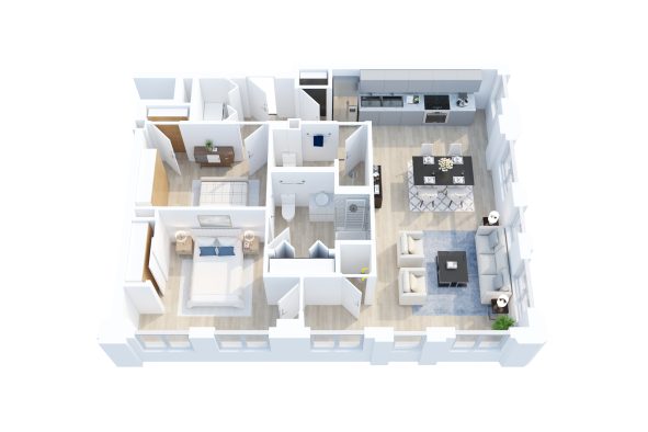 The Herring floorplan: 2 bedroom, 2 bath apartment home
