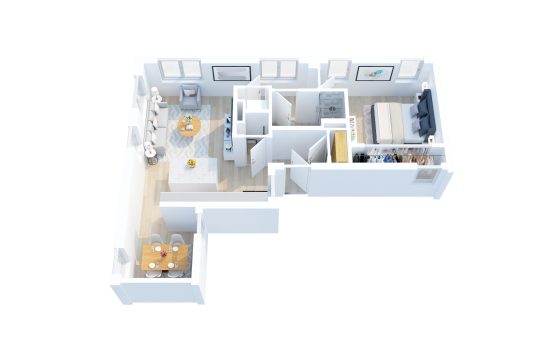 The Miller floorplan: 1 bedroom, 1 bath apartment home