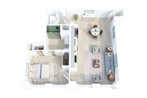The Nichols floorplan: 1 bedroom, 1 bath apartment home