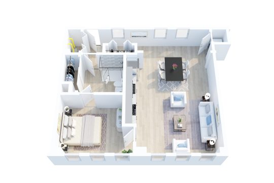 The Taylor floorplan: 1 bedroom, 1 bath apartment home