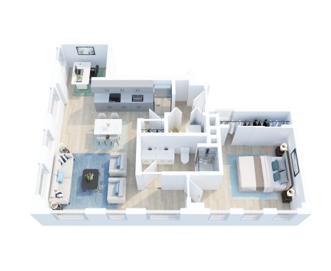 The Whitman floorplan: 1 bedroom, 1 bath apartment home