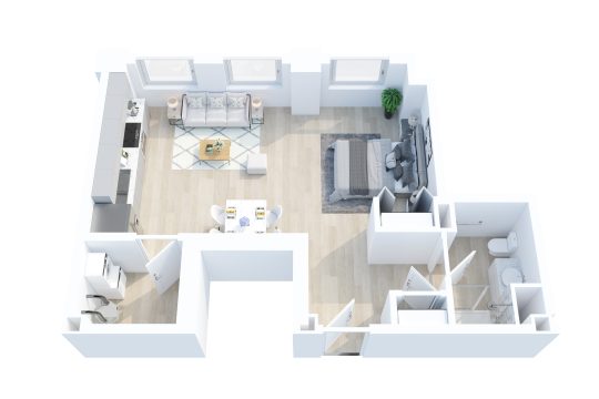 The Wright floorplan: Studio, 1 bath apartment home